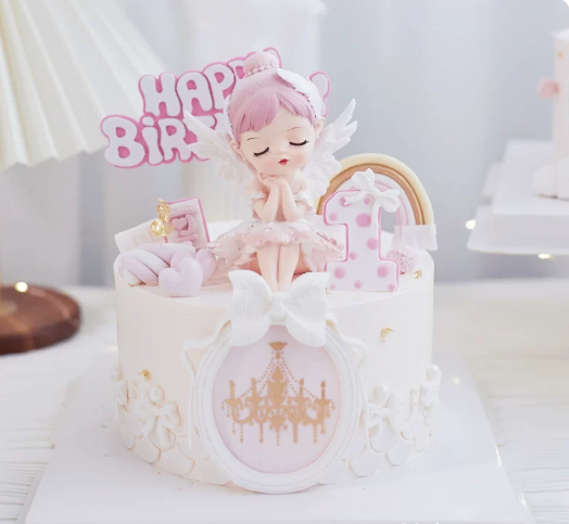 Acrylic Angel Cake Topper, Flower Dome Decoration W6B