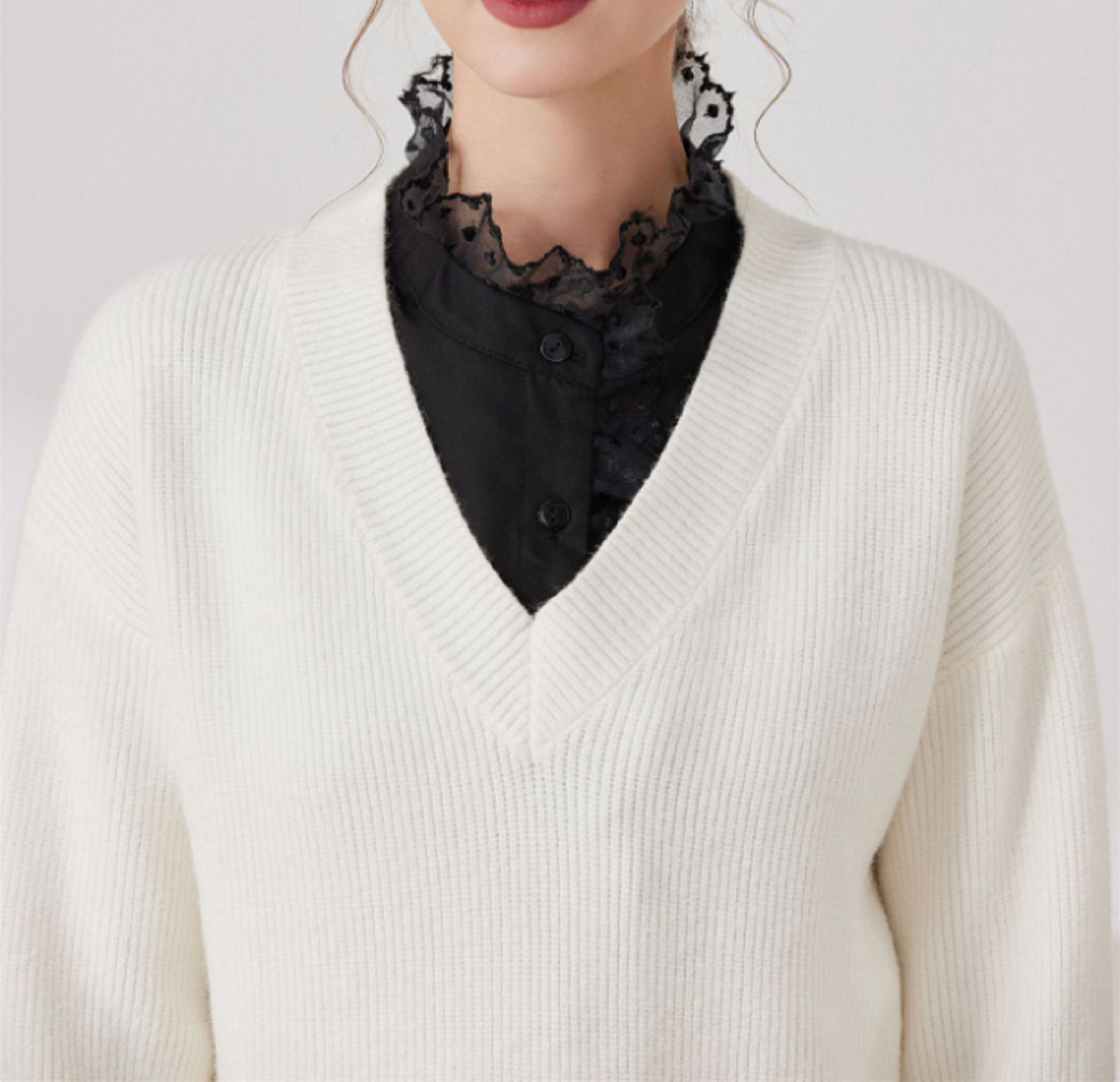 Off White, Black / Fake Collar, False Collar, Removable Collar B698(K)