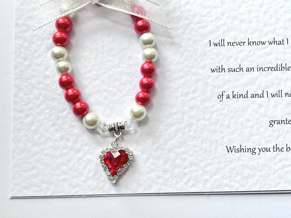 Luxury Personalised Handmade Elastic Bracelet Birthday Card with Envelope, Birthday Gift Card BC004