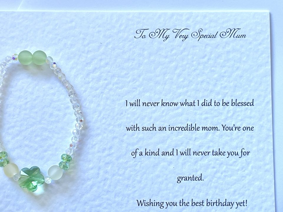 Luxury Personalised Handmade Elastic Bracelet Birthday Card with Envelope, Birthday Gift Card BC007