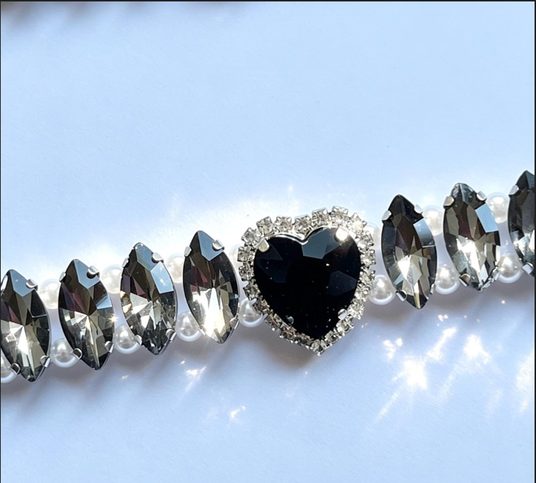 (BR301) Handmade Luxury Sparkly Eye Horse Rhinestone Prom Bracelet / Customized Blue, Black Bridal Cuff
