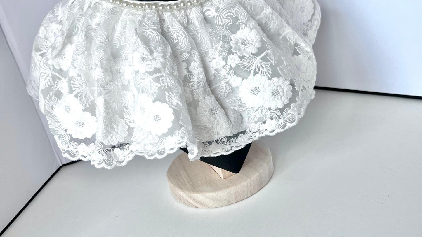 (BW003) Off White / Baby Christening Bib, Lace Baby Bib, Elegant Collar
