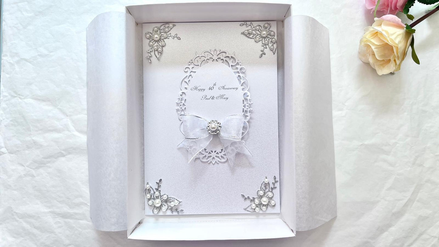 Luxury Handmade Personalised Wedding / Anniversary Card with Box C1005