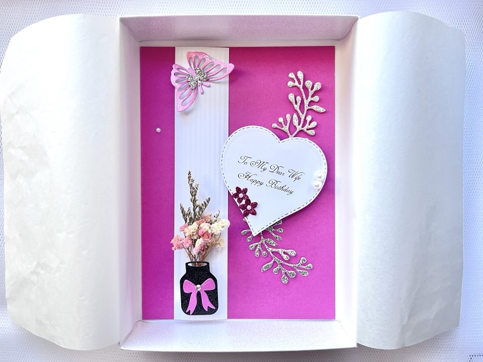 Luxury Personalised Handmade Dried Flower Birthday Card C624