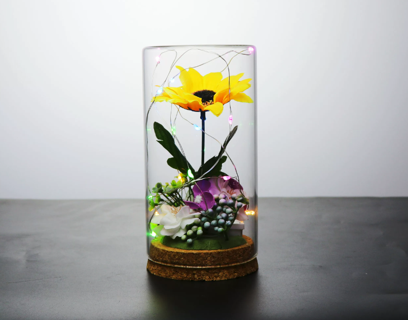 Flat Top Flower Glass Display DC202
