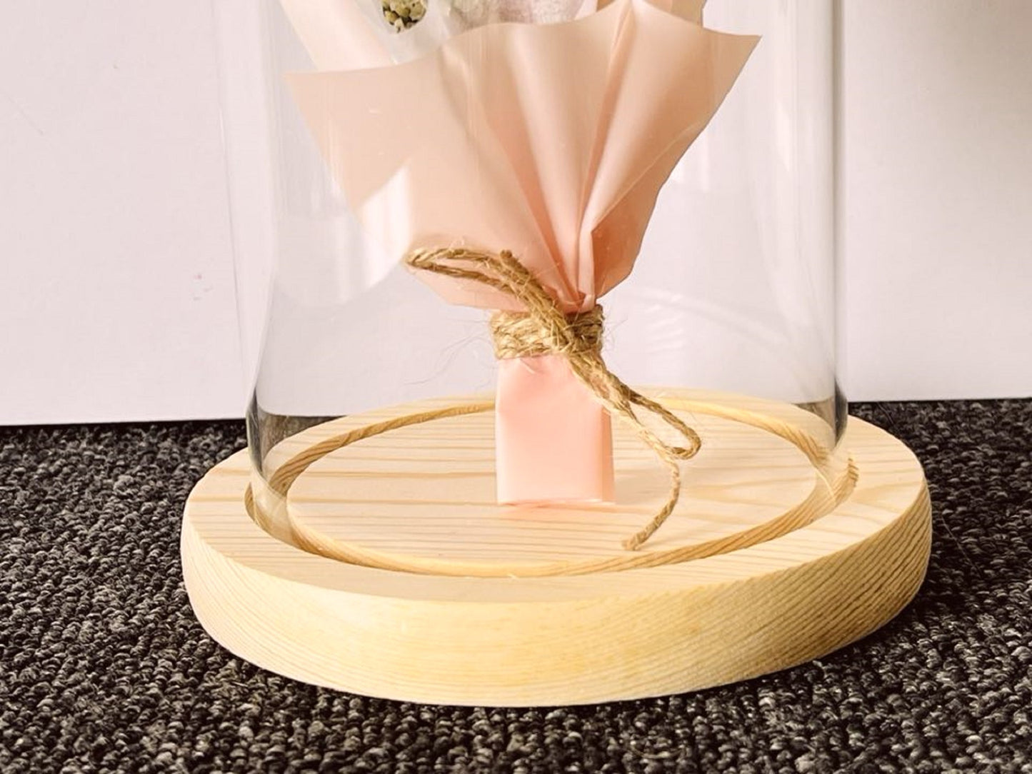 1 piece / Transparent LED Glass Dome With Natural Wooden Base, Home Decoration, Flower Display DC201