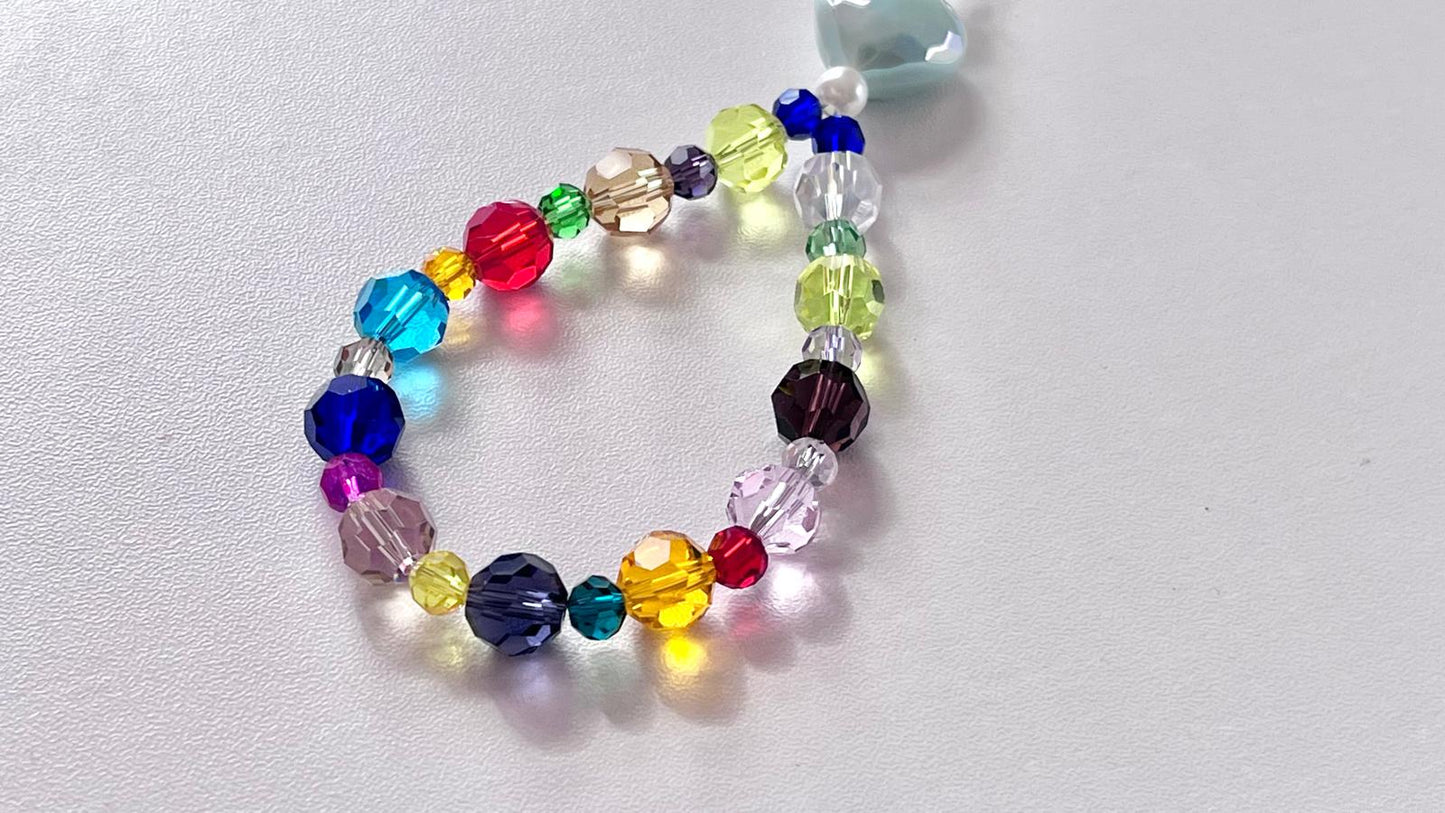 (KC003) Handmade Pastel Beaded Keyring, Beaded Keychain