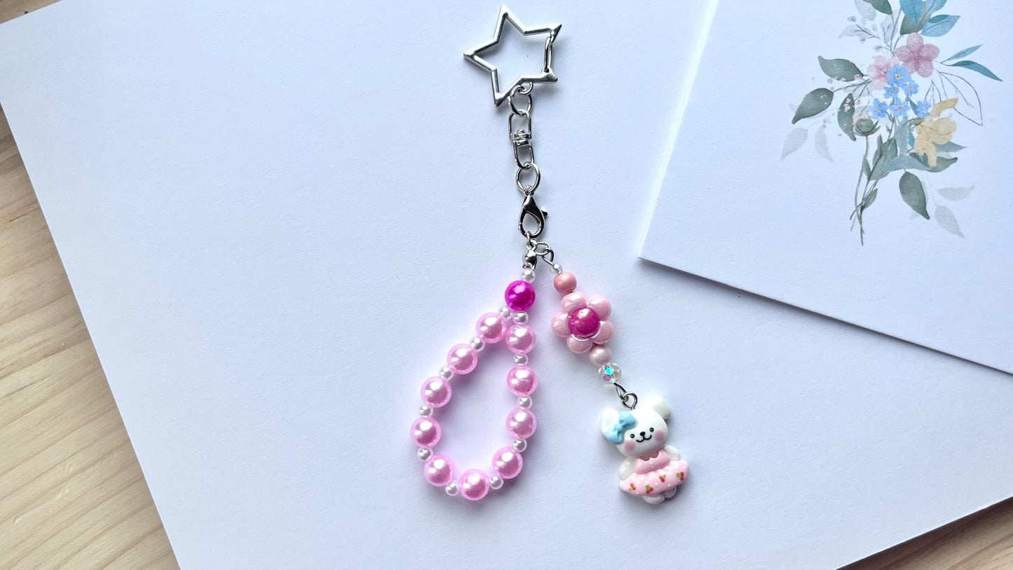 (KC008) Handmade Beaded Children Keychain, Mobile Phone Charm