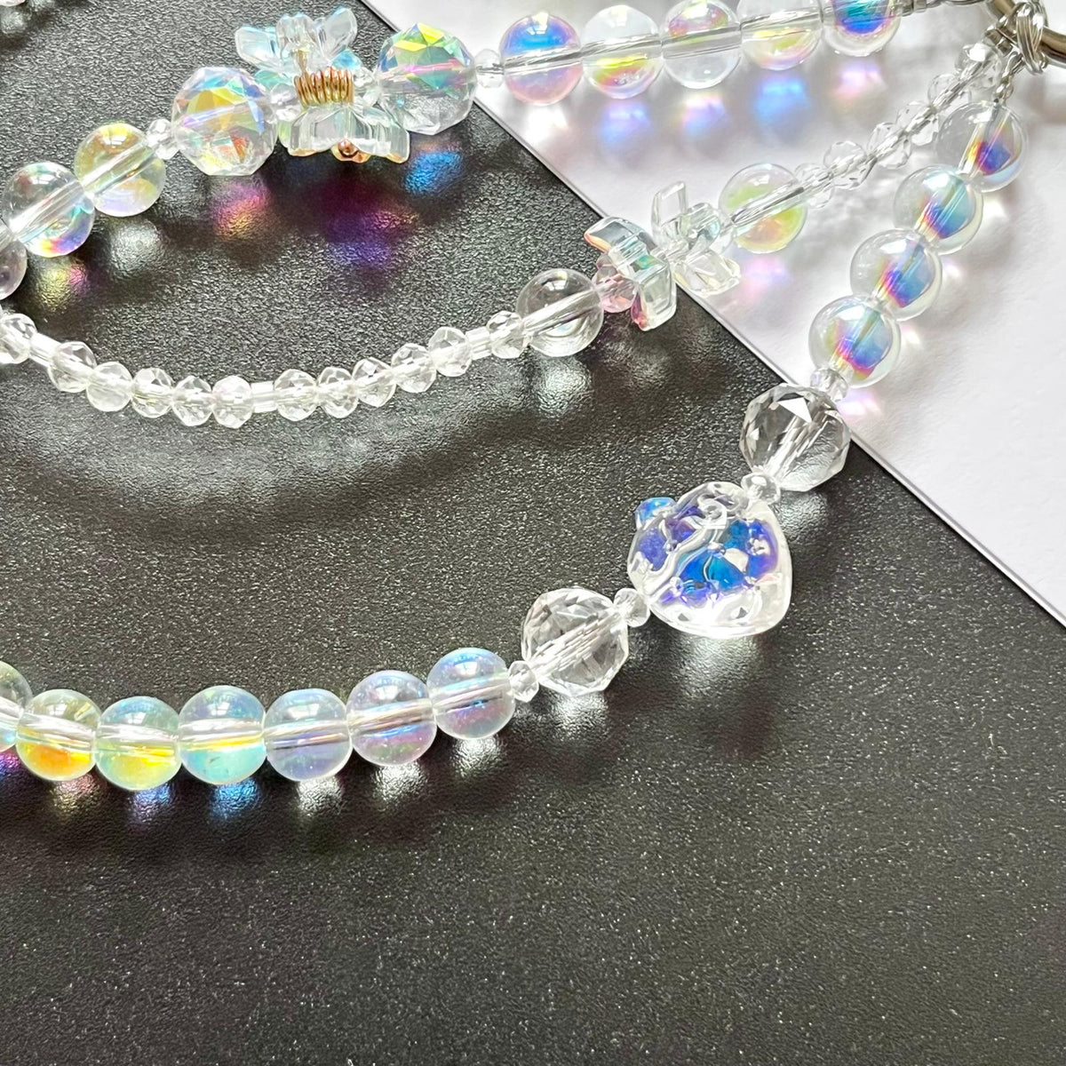 Handmade Pastel Beaded Keyring, Beaded Keychain KC015