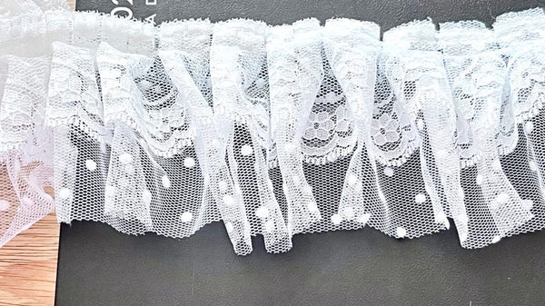 2 meters / 8cm / Off White /  Double Layer Lace Trim  LF030