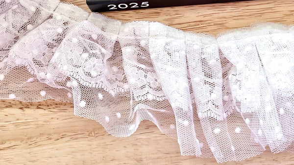 2 meters / 8cm / Off White /  Double Layer Lace Trim  LF030
