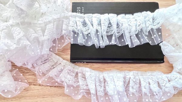 2 meters / 8cm / Off White /  Double Layer Lace Trim  LF030