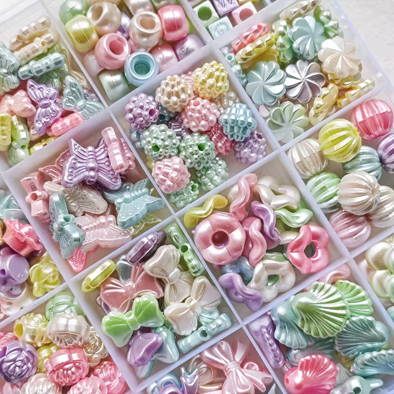 (MB2001) 100pcs / DIY Bead Jewelry Making Kit for Kids, Necklace And Bracelet Making, Keychain Jewelry Additions - Smooth Surface