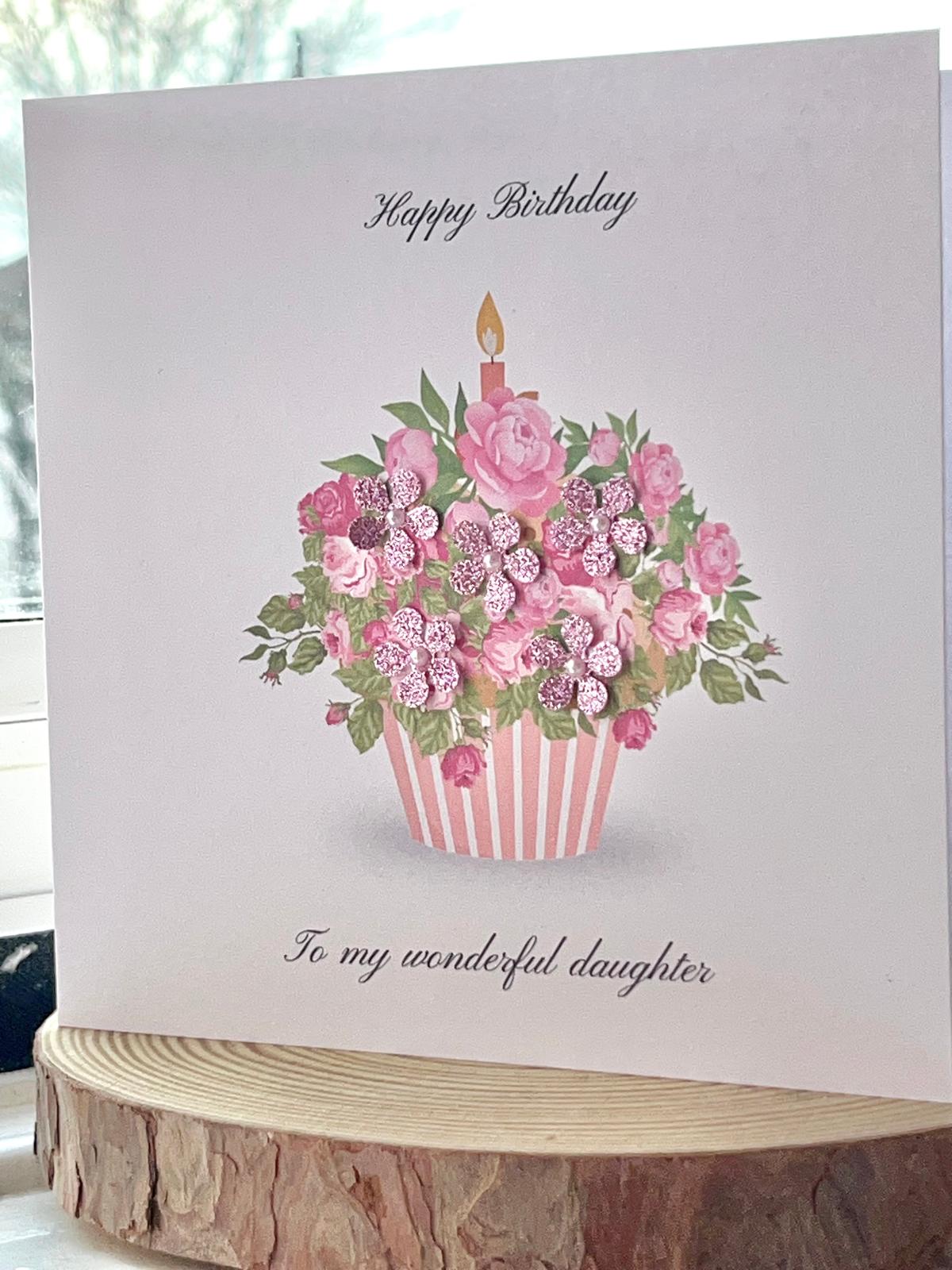 Luxury Handmade Children / Baby Birthday Card for Daughter with Envelope, Greeting Card P021