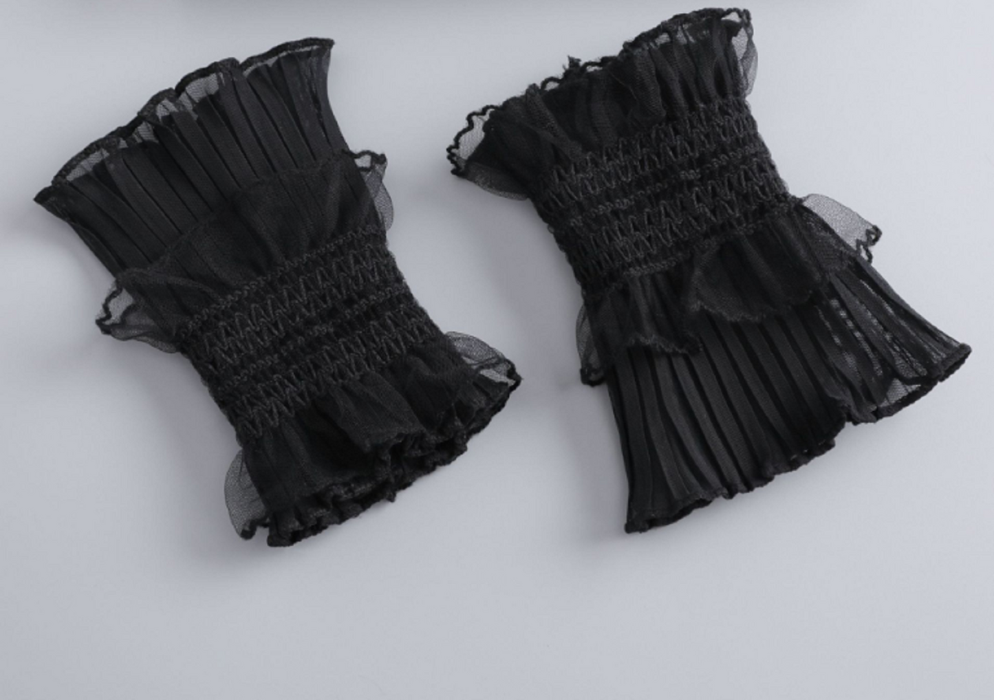 Off White, Black / Fake Sleeve Cuffs, Fake Sleeve Cuffs, False Wrist Cuffs, Removable Wrist Cuffs SC004(K)