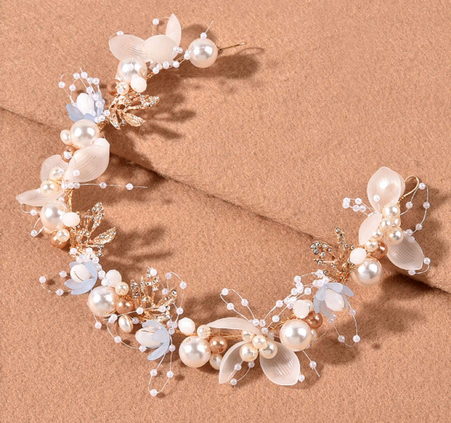 Flower Wedding Headband, Bridal Hair Vine, Wrist Corsage TS1101