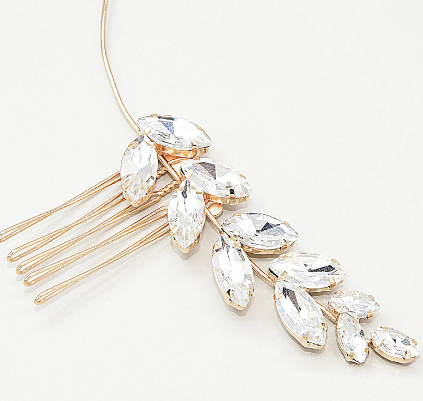 Rose Gold Bridal Hair Accessories Crystal Wedding Comb TS1315