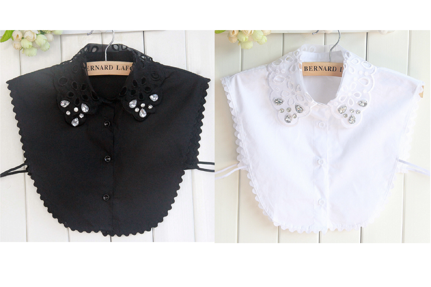 B120 / Black / Rhinestone Fake Collar, False Collar, Removable Collar