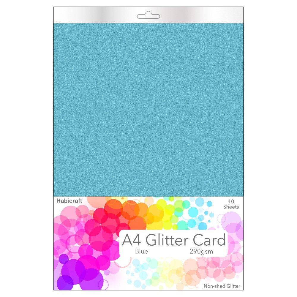 Habicraft / 10 Sheets / A4 Blue Non-Shed Glitter Card 290gsm (HGC08) (Copy)