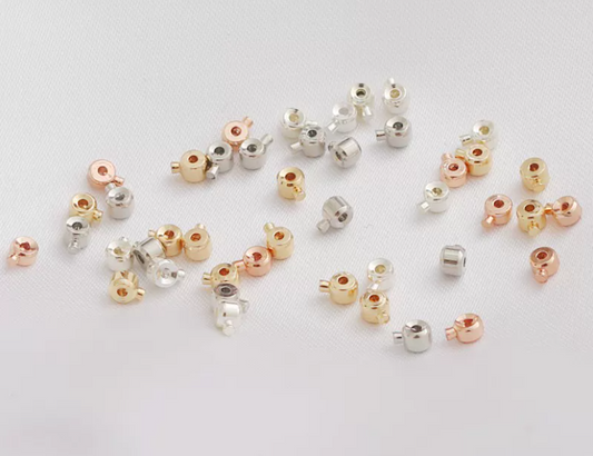 (EC001) 20pcs / Stainless Steel Positioning Jewelry Clasp Crimp End Beads Closure Buckle for Wire Stopper Beads DIY Jewelry Accessories