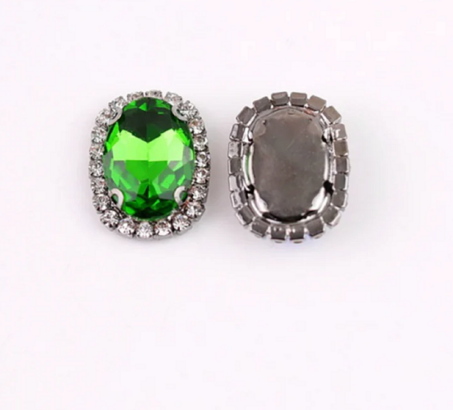 10 Pcs / 18 x 22mm / Silver Base Sew On Oval Crystal S12S