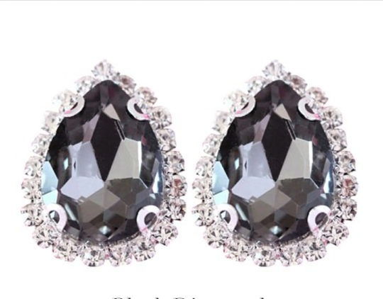 18 x 22mm / Silver Base Sew On Rhinestone Teardrop Crystal   S33S
