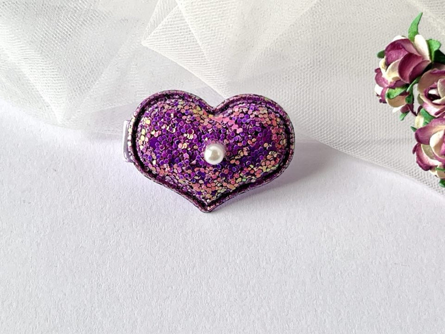 4.5 x 3cm / Handmade 3D Baby Glitter Heart Hair Clip, Girl Hair Clip, Baby Hair Accessories BC001