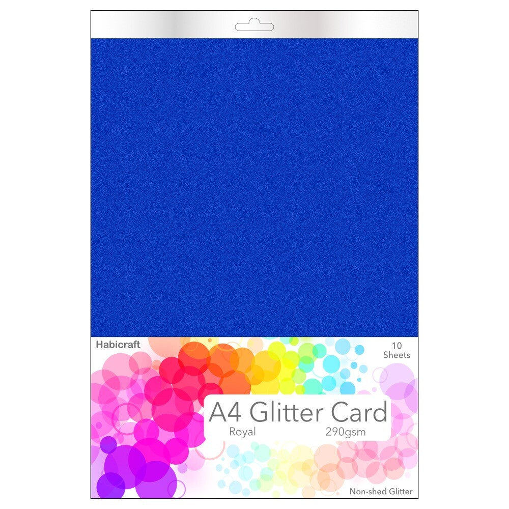 Habicraft / 10 Sheets / A4 Navy Blue Non-Shed Glitter Card 290gsm (HGC09) Wholesale
