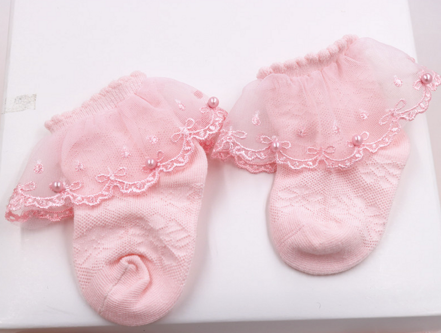 12-14cm / White Girls Lace Socks, Toddler Girls Ankle socks LS002