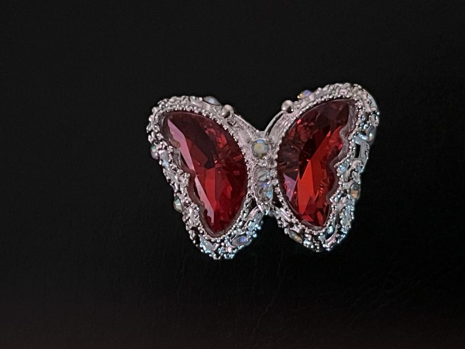 ( Y41S) 2 Pcs / 2.5cm / Silver Base straight Hole Crystal Butterfly Beads