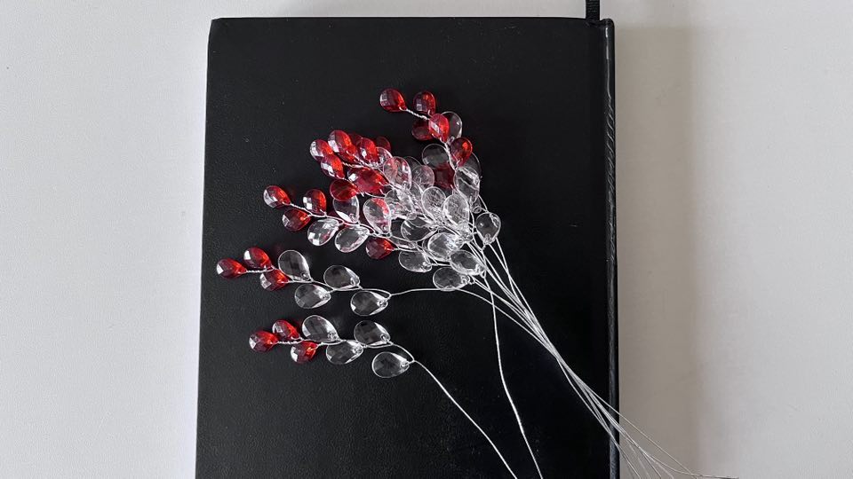 10 Stems / Acrylic Bead Leaf Spray FS21S (MIXED + clear)