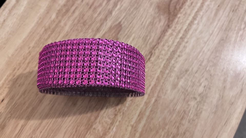 4 Meters / Rose Pink / 8 Rows Effect Diamante Trim DIY, Bling Bling Effect TR1000