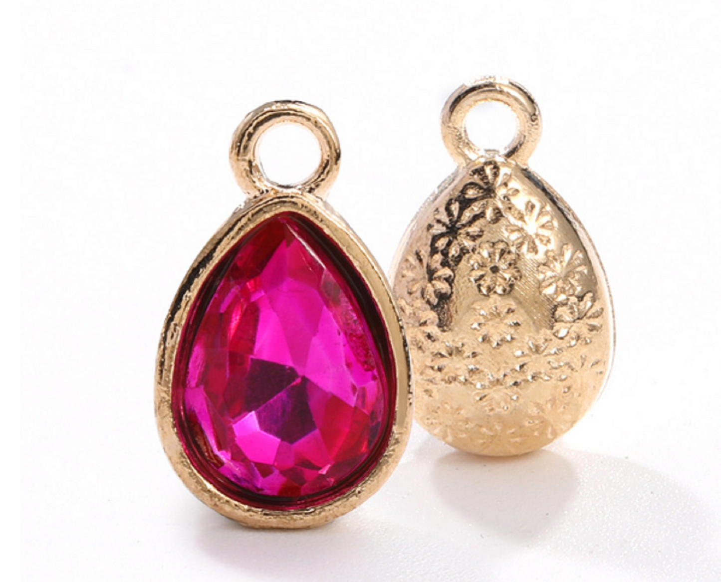 10 pcs / 7 x 10mm / Gold base Teardrop Glass crystal Pendant P048G