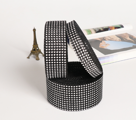 3 meters / Black & Silver / Diamante Effect Trim TR004
