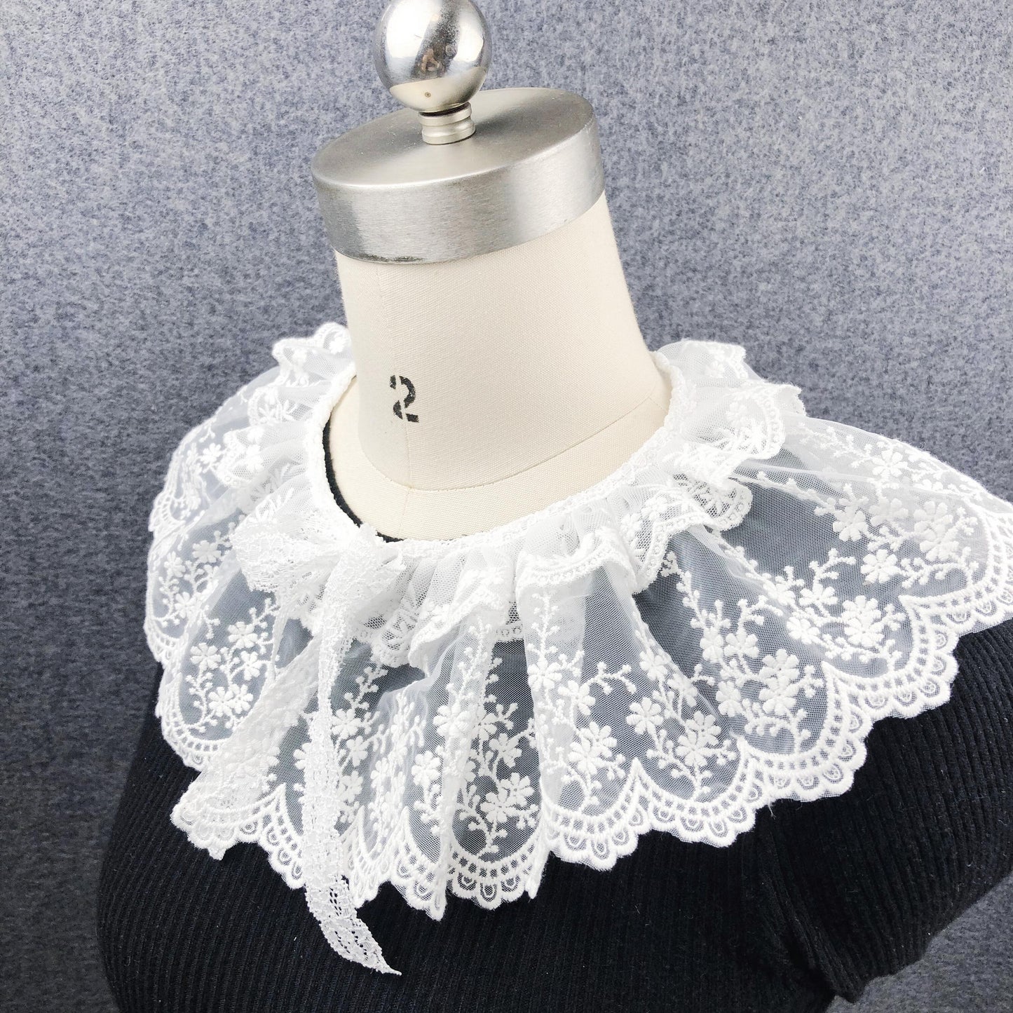 45cm, 52cm / Off White / Elegant Lace Fake Collar, False Collar, Removable Collar B666(W)-small