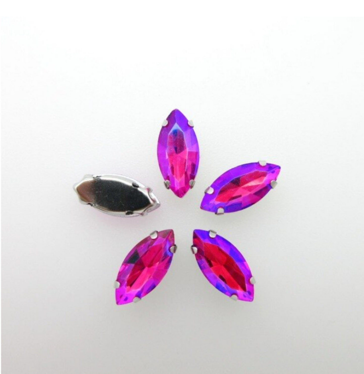 (S18S(AB)) 50 Pcs / 7 x 15mm / Sew On Gold Base Crystal Horse Eye Crystal