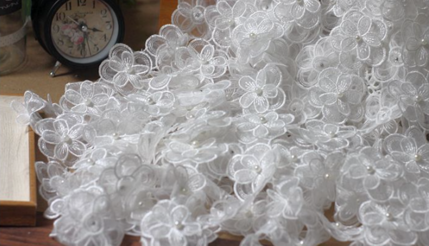 2 meters / Floral Lace Trim, Headband Lace LF010