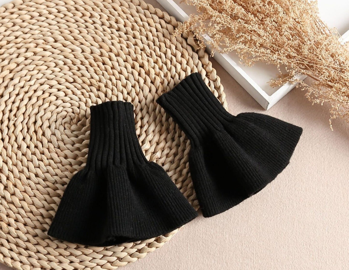 B662 / Removable Knit Fake Collar, False Collar, Removable Collar, Fake Sleeve Cuffs, False Wrist Cuffs, Removable Wrist Cuffs
