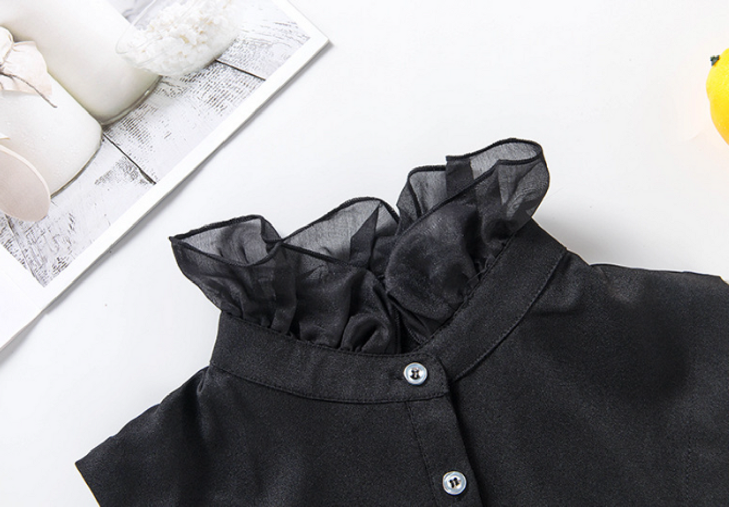 Off White, Black / Orangza Fake Collar, False Collar, Removable Collar B676(K)