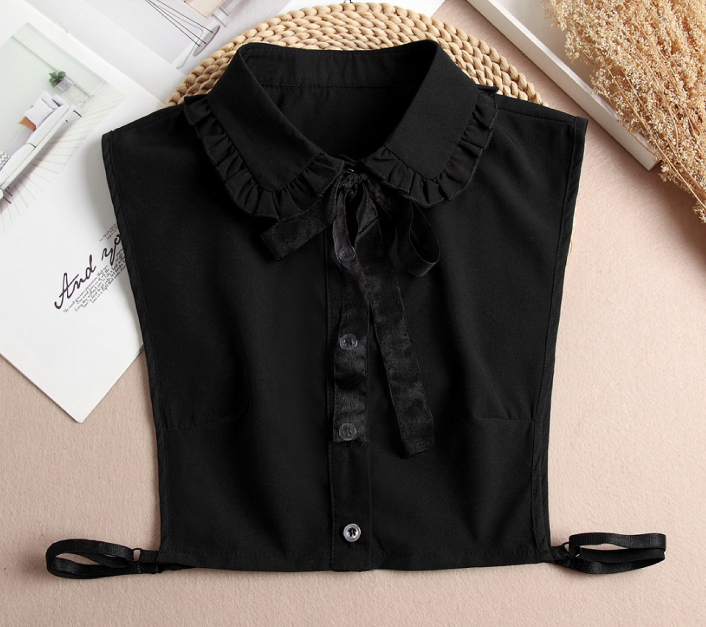 B108 / Black / Fake Collar, Off White Elegant Lace Fake Collar, False Collar, Removable Collar