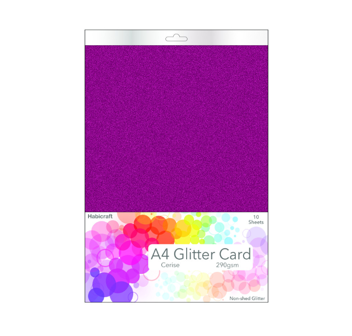 Habicraft / 10 sheets / Cerise Non-Shed Glitter Card 290gsm (HGC11) Wholesale