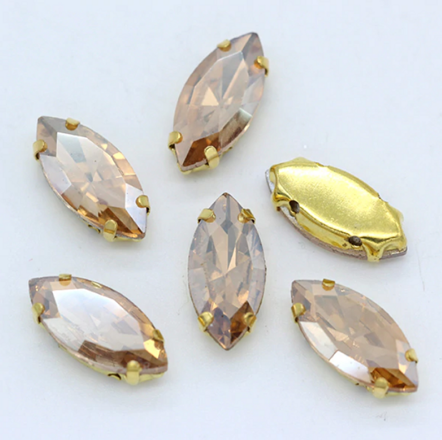 ( S18G) 50 Pcs / 10mm, 15mm / Sew On Gold Base Crystal Horse Eye