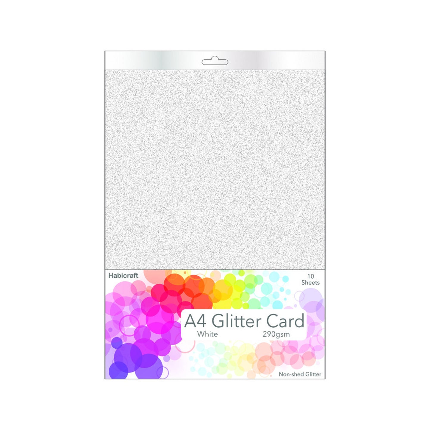 Habicraft / 10 Sheets / White Non-Shed Glitter Card 290gsm (HGC02) Wholesale
