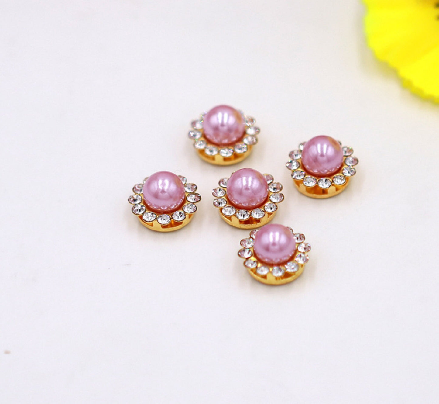 50, 100 Pcs / 12mm Gold Base Sew On Pearl Rhinestones S10G (pearl 12mm)