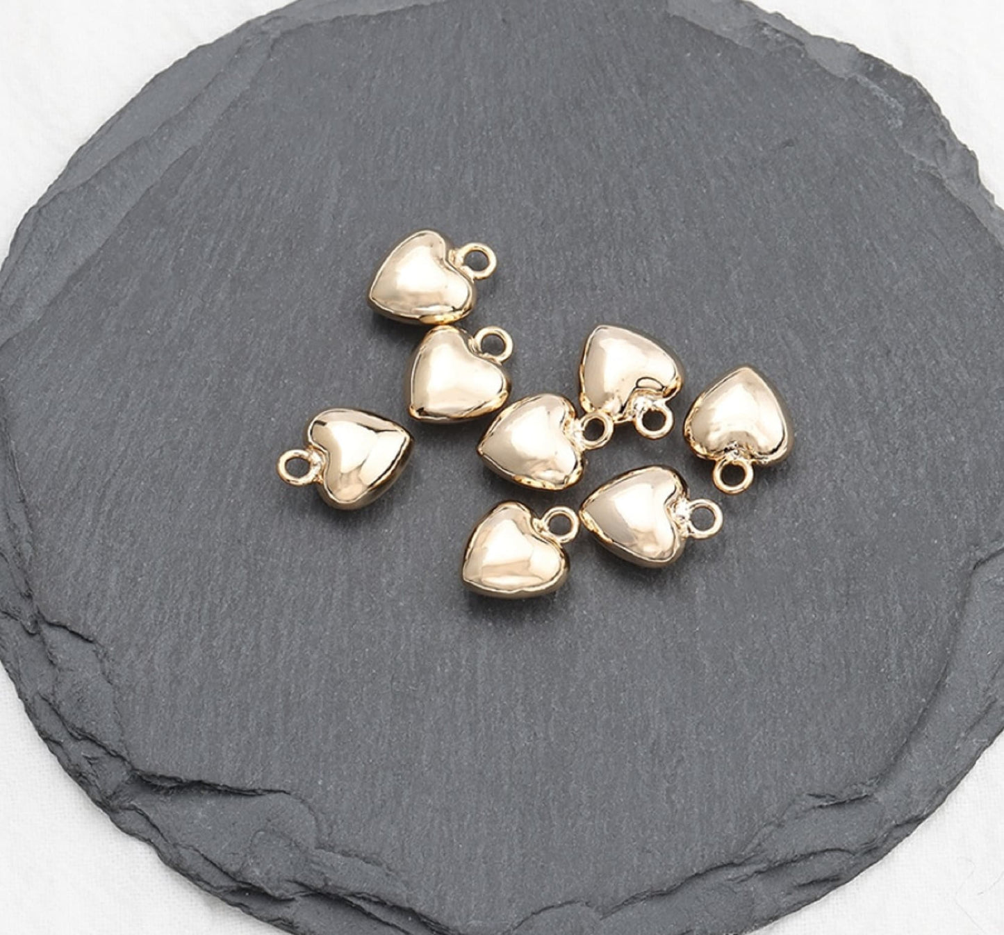 5 Pcs / Gold Plated Heart Pendant, Earrings Accessories EK91