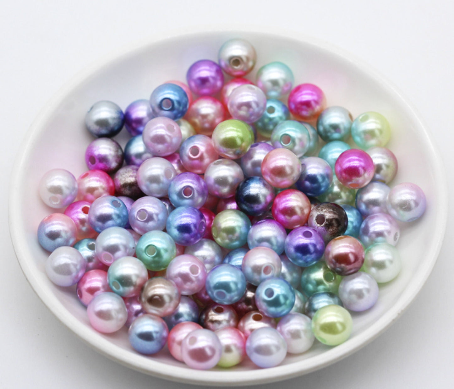 50g / 10mm Mixed Colours Pearl Beads (48g)
