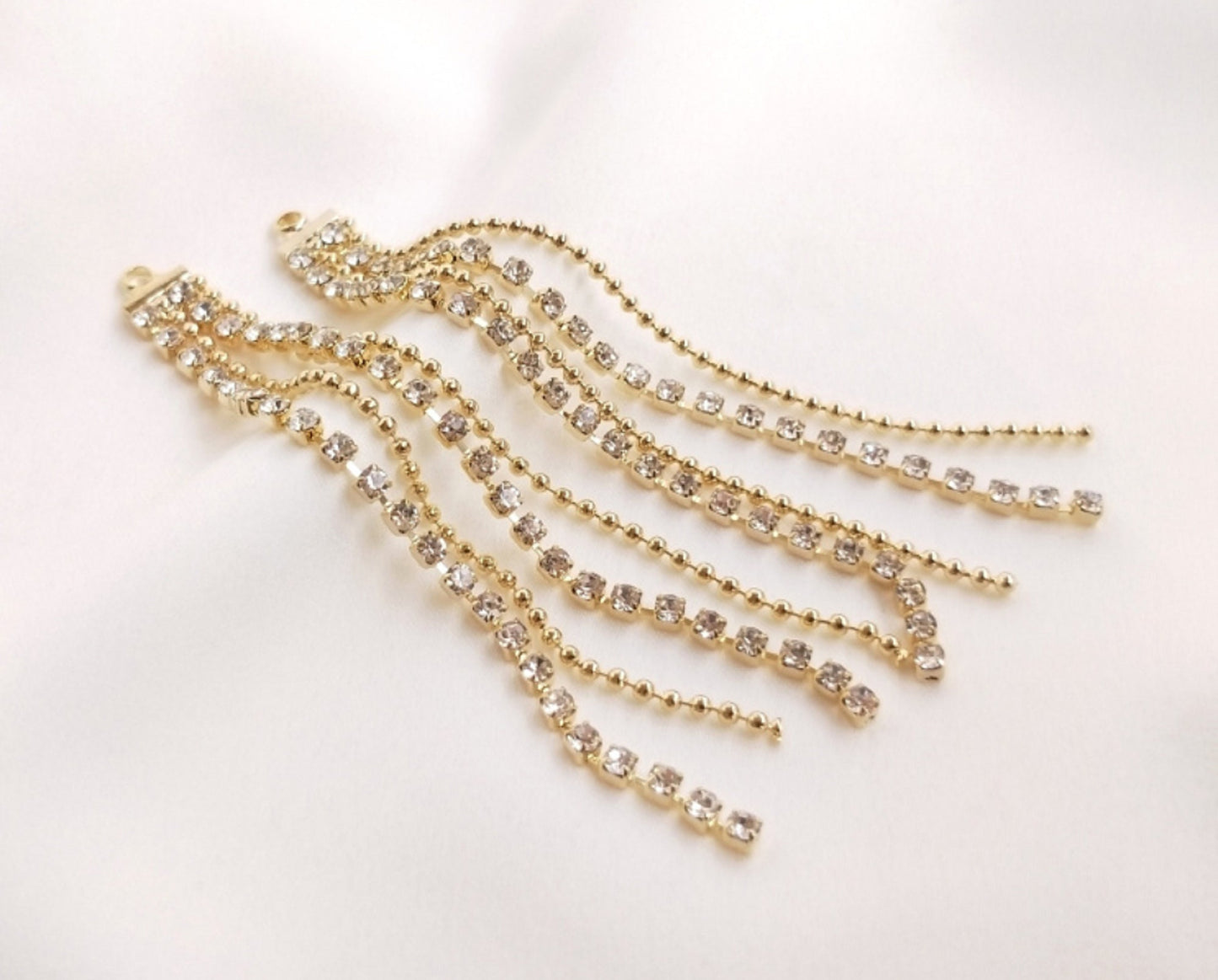 4 pcs / Gold Plated Crystal Earrings Connector EK001-2