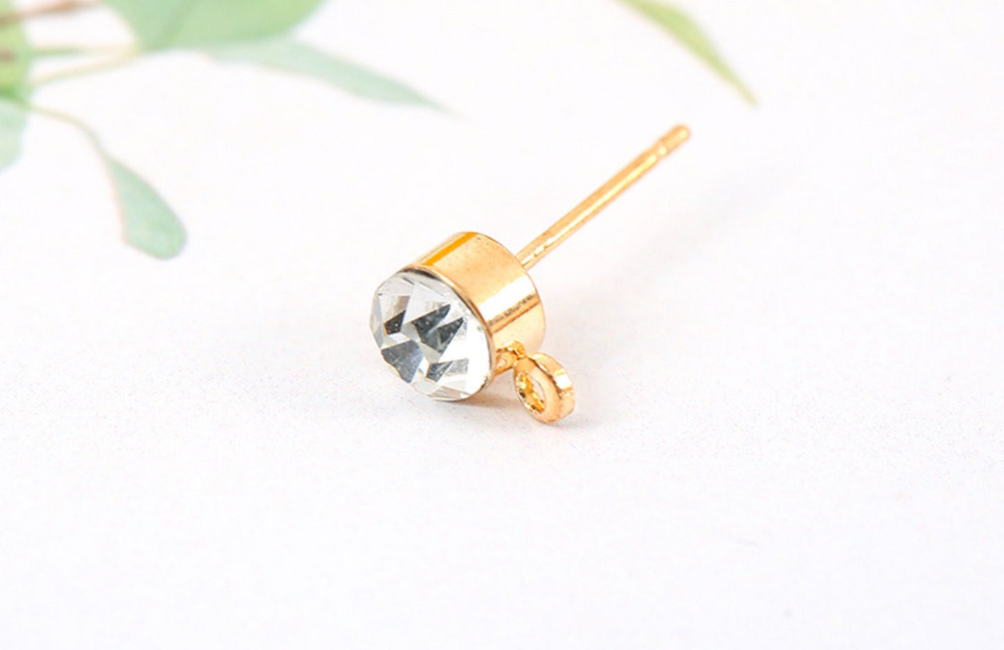 20 pcs / 5mm, 6mm / Zirconia Stud Earrings with Loops E03