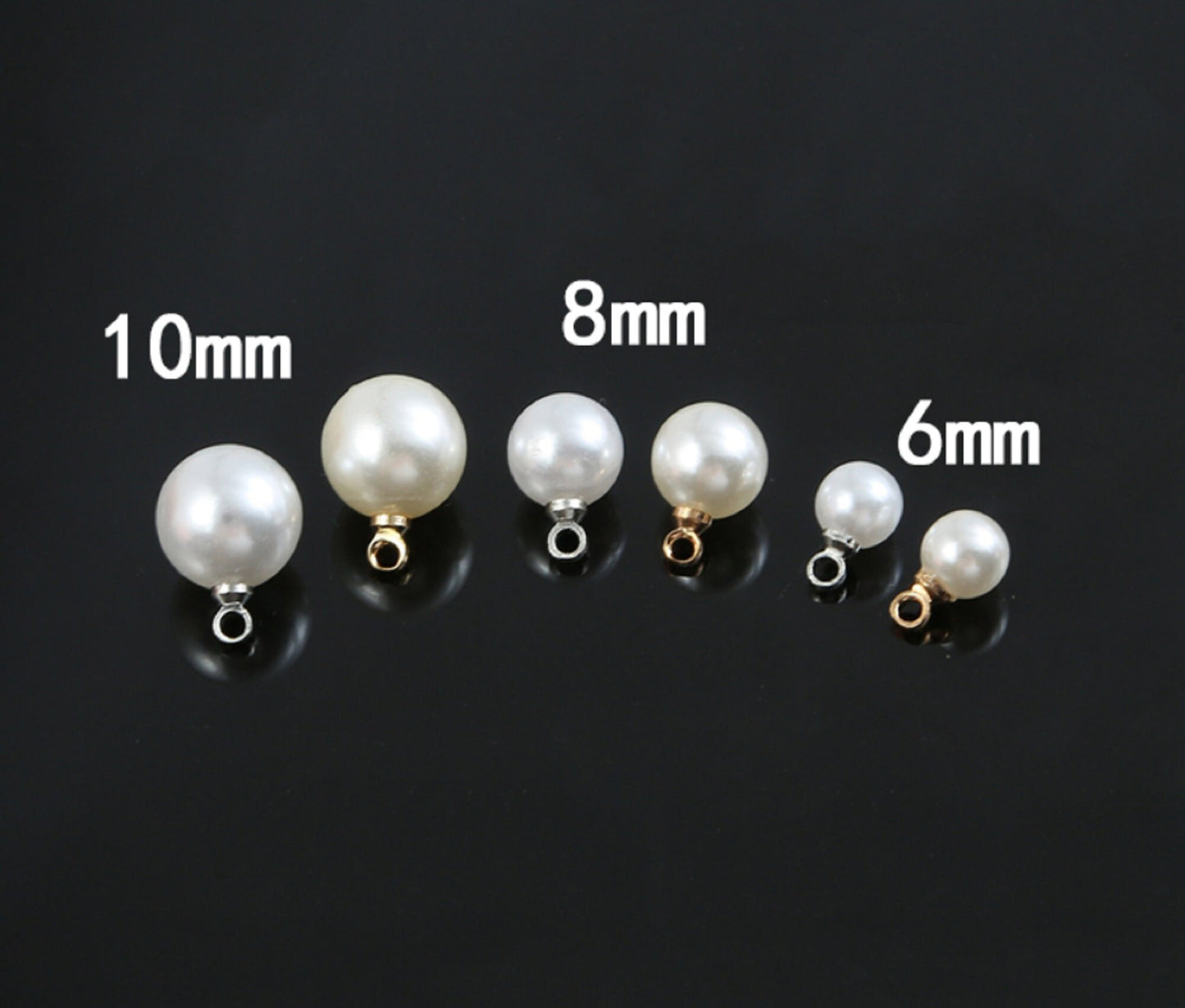 (P046) 20 pcs / 6mm, 8mm /Single Loop Pearl Beads