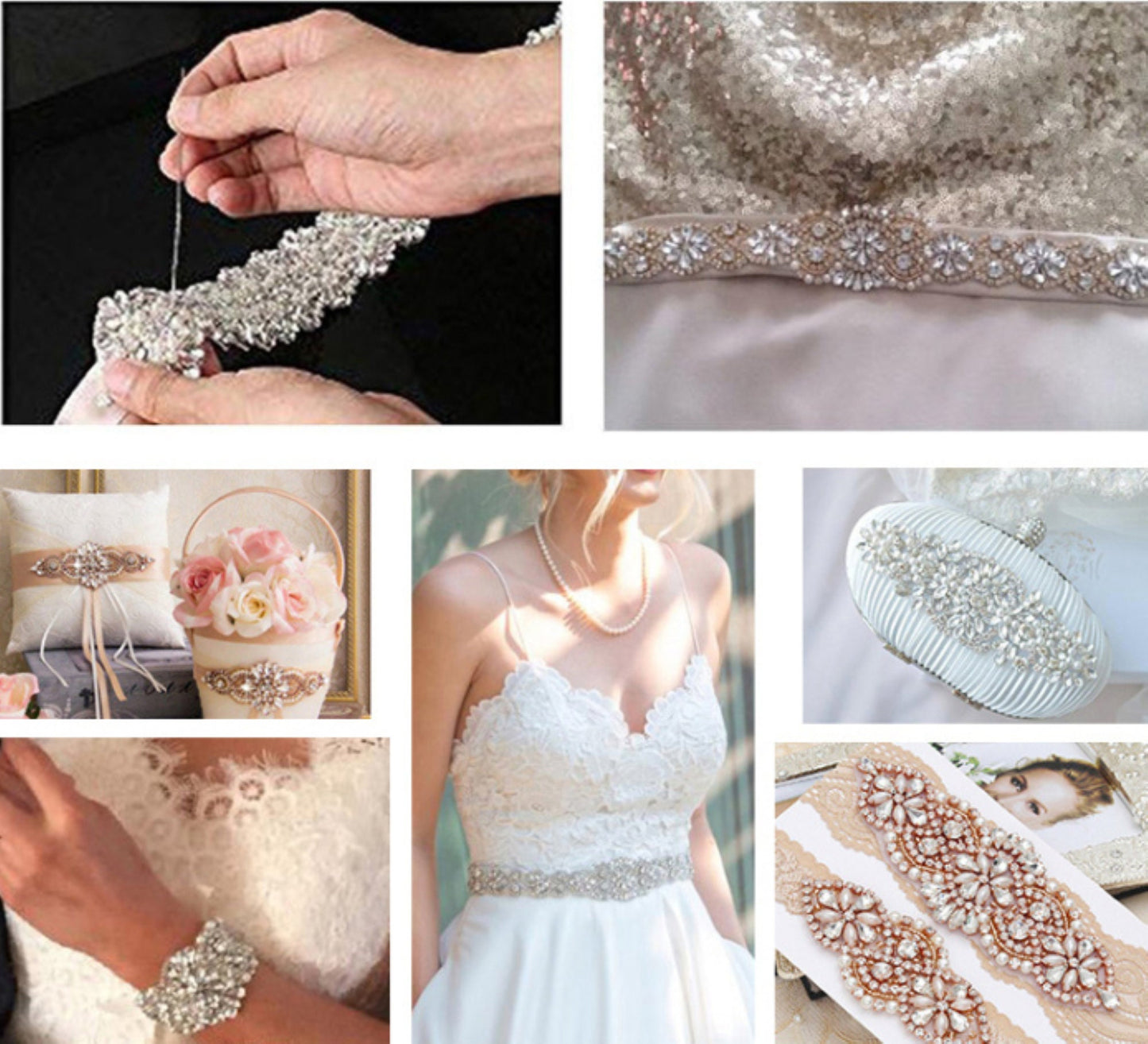 12.5 x 4.5cm / Iron On Crystal Rhinestone Diamante Applique YS847